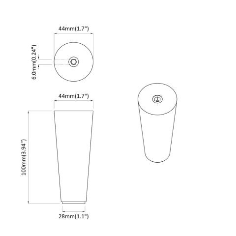 NÓŻKI MEBLOWE 2 PCS BRĄZOWY Ø 44X 100MM