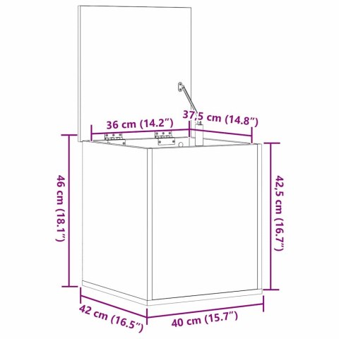 SKRZYNIA 40X42X46 CM DĄB RZEMIEŚLNICZY KUFER BOX SCHOWEK ORGANIZER SIEDZISKO