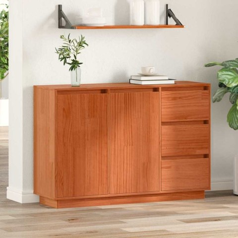 SZAFKA KOMODA BRĄZOWY DĄB 111X34X75CM LITE DREWNO SOSNOWE