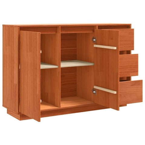 SZAFKA KOMODA BRĄZOWY DĄB 111X34X75CM LITE DREWNO SOSNOWE