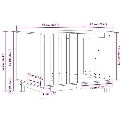 DOMEK DLA PSÓW WOSKOWY BRĄZ 90X 60X 67CM LITE DREWNO SOSNOWE