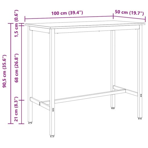 STÓŁ CZARNY DĄB 100X50X90,5CM DREWNO INŻYNIERYJNE I STAL