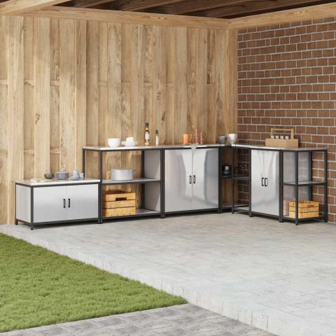 PRZECHOWYWANIE W KUCHNI Z PÓŁKĄ SREBRNY 60X 50X 92CM STAL