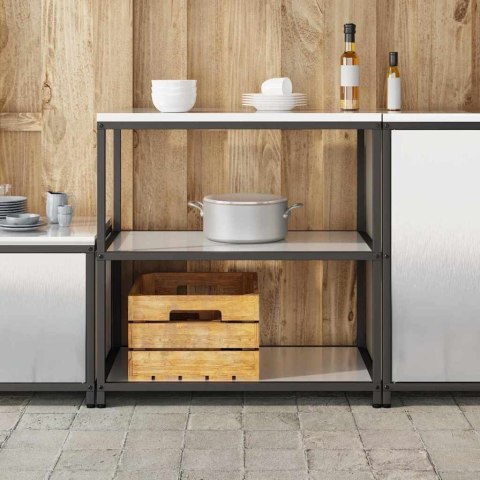 PRZECHOWYWANIE W KUCHNI Z PÓŁKĄ SREBRNY 60X 50X 92CM STAL