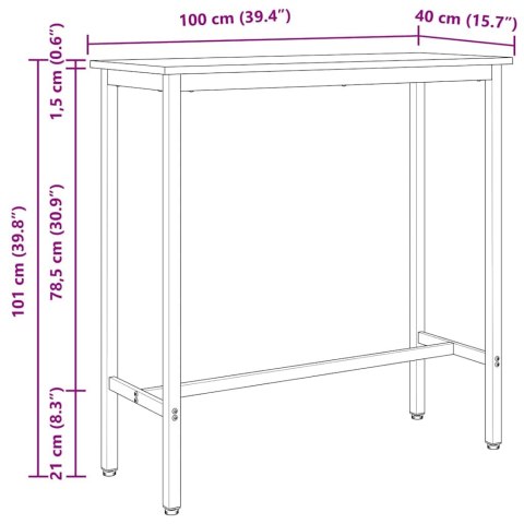 STÓŁ BIAŁY 100X40X101CM DREWNO INŻYNIERYJNE I STAL