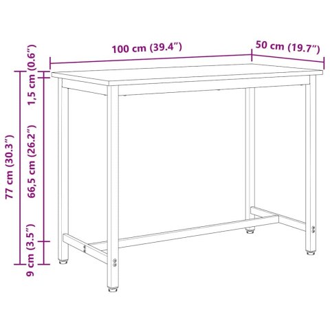 STÓŁ BIAŁY 100X50X77CM DREWNO INŻYNIERYJNE I STAL