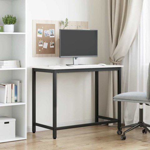 STÓŁ BIAŁY 100X50X77CM DREWNO INŻYNIERYJNE I STAL