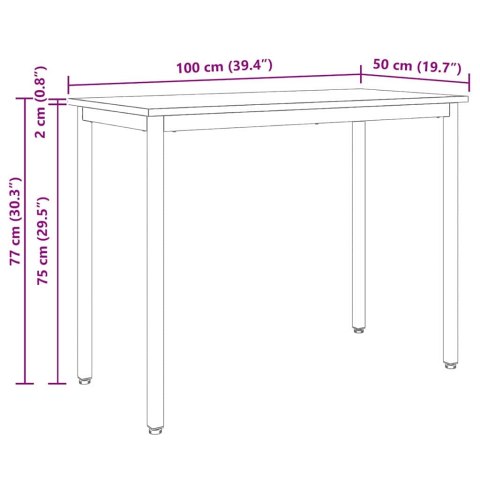 STÓŁ NATURALNY 100X50X77CM DREWNO INŻYNIERYJNE I STAL