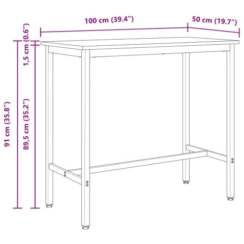 STÓŁ NATURALNY 100X50X91CM DREWNO INŻYNIERYJNE I STAL