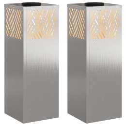 SŁONECZNA LED LAMPA NA ŚCIEŻKĘ 2 PCS SREBRNY STAL NIERDZEWNA