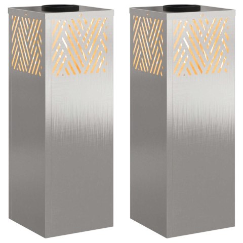 SŁONECZNA LED LAMPA NA ŚCIEŻKĘ 2 PCS SREBRNY STAL NIERDZEWNA