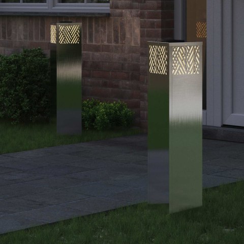 SŁONECZNA LED LAMPA NA ŚCIEŻKĘ 2 PCS SREBRNY STAL NIERDZEWNA