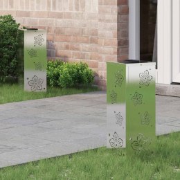 SŁONECZNA LED LAMPA NA ŚCIEŻKĘ 2 PCS SREBRNY STAL NIERDZEWNA