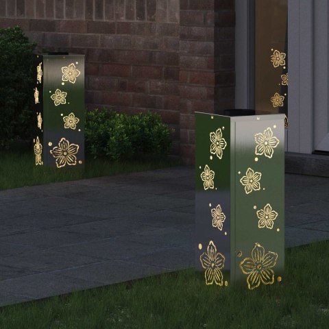 SŁONECZNA LED LAMPA NA ŚCIEŻKĘ 2 PCS SREBRNY STAL NIERDZEWNA