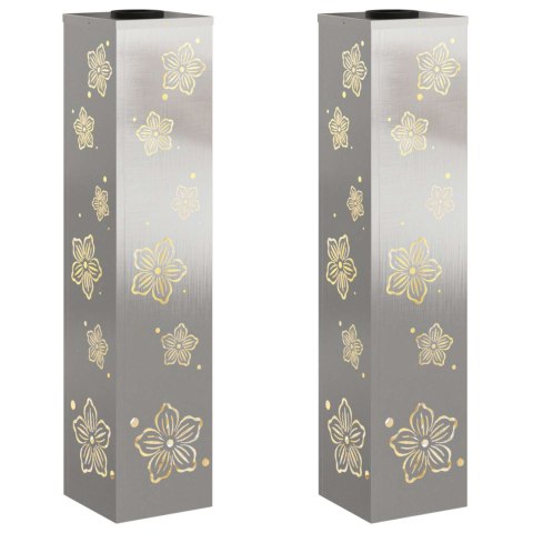SŁONECZNA LED LAMPA NA ŚCIEŻKĘ 2 PCS SREBRNY STAL NIERDZEWNA