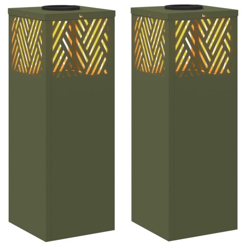 SŁONECZNA LED LAMPA NA ŚCIEŻKĘ 2 PCS ZIELONY OLIWKOWY