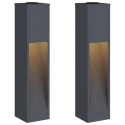 LAMPY SOLARNE OGRODOWE 2 SZTUKI SŁUPKI STALOWE 80CM ANTRACYT CIEPŁA BIEL LED