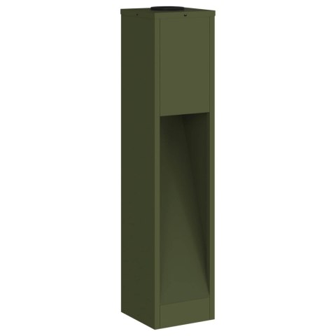 LAMPY SOLARNE OGRODOWE 2 SZTUKI SŁUPKI STALOWE 80CM OLIWKOWE CIEPŁA BIEL LED