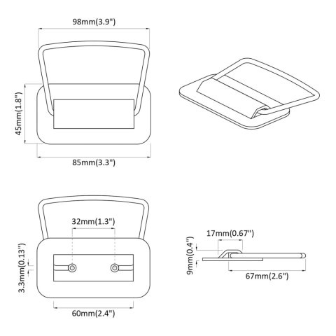 UCHWYTY DO SZAFEK 12 PCS BIAŁY 85X 45MM METAL