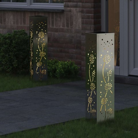 SŁONECZNA LED LAMPA NA ŚCIEŻKĘ 2 PCS SREBRNY GALWANIZOWANY