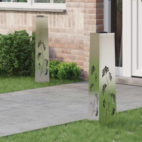 SŁONECZNA LED LAMPA NA ŚCIEŻKĘ 2 PCS SREBRNY STAL NIERDZEWNA