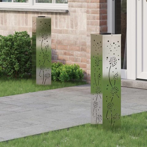 SŁONECZNA LED LAMPA NA ŚCIEŻKĘ 2 PCS SREBRNY STAL NIERDZEWNA