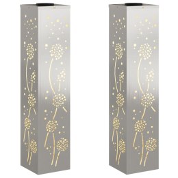 SŁONECZNA LED LAMPA NA ŚCIEŻKĘ 2 PCS SREBRNY STAL NIERDZEWNA
