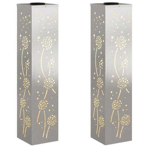 SŁONECZNA LED LAMPA NA ŚCIEŻKĘ 2 PCS SREBRNY STAL NIERDZEWNA