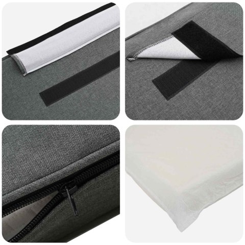 TAPICEROWANE WEZGŁOWIE Z ZAGŁÓWKIEM BIAŁY I JASNOSZARY 150CM