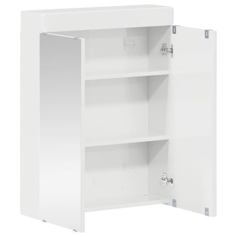 SZAFKA Z LUSTREM DO ŁAZIENKI Z PÓŁKĄ TULUM POŁYSK BIAŁY