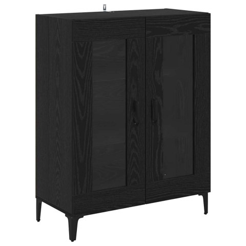 SZAFKA KOMODA CZARNY DĄB 69,5X34X90CM DREWNO INŻYNIERYJNE I ŻELAZO