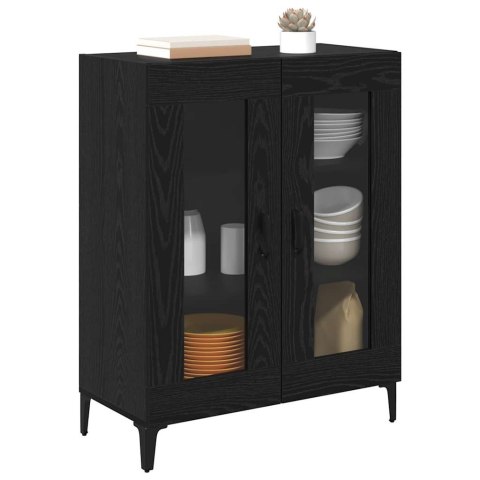 SZAFKA KOMODA CZARNY DĄB 69,5X34X90CM DREWNO INŻYNIERYJNE I ŻELAZO