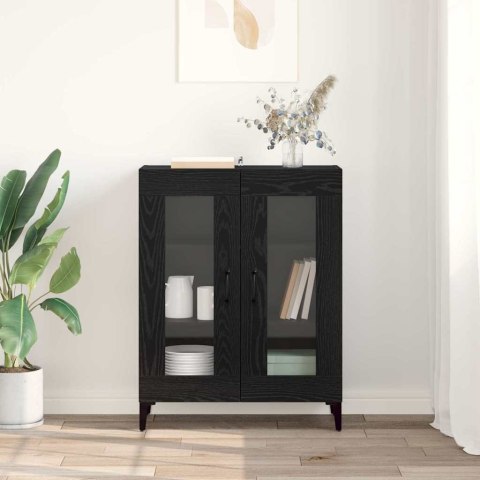 SZAFKA KOMODA CZARNY DĄB 69,5X34X90CM DREWNO INŻYNIERYJNE I ŻELAZO