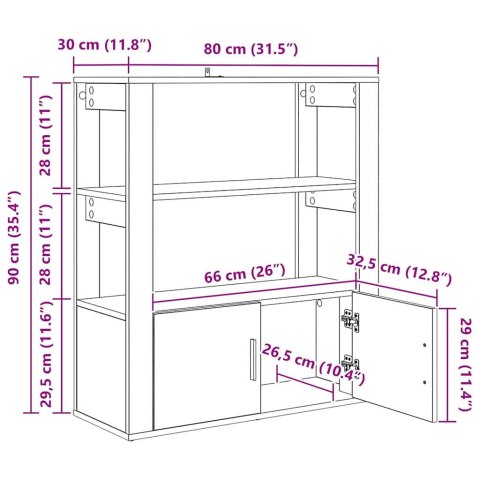 SZAFKA KOMODA CZARNY DĄB 30X80X90CM