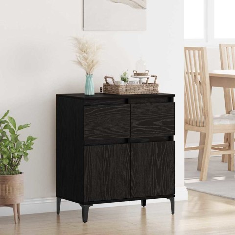 SZAFKA KOMODA CZARNY DĄB 60X35X70CM DREWNO INŻYNIERYJNE I ŻELAZO