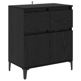 SZAFKA KOMODA CZARNY DĄB 60X35X70CM DREWNO INŻYNIERYJNE I ŻELAZO