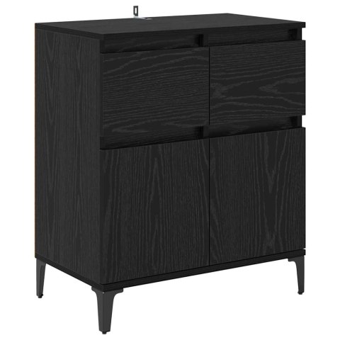 SZAFKA KOMODA CZARNY DĄB 60X35X70CM DREWNO INŻYNIERYJNE I ŻELAZO