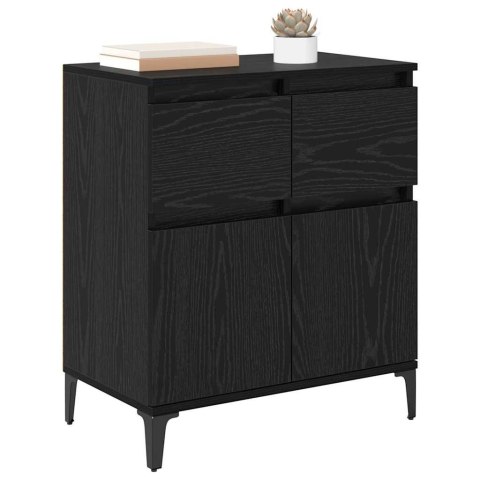 SZAFKA KOMODA CZARNY DĄB 60X35X70CM DREWNO INŻYNIERYJNE I ŻELAZO