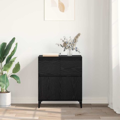 SZAFKA KOMODA CZARNY DĄB 60X35X70CM DREWNO INŻYNIERYJNE I ŻELAZO