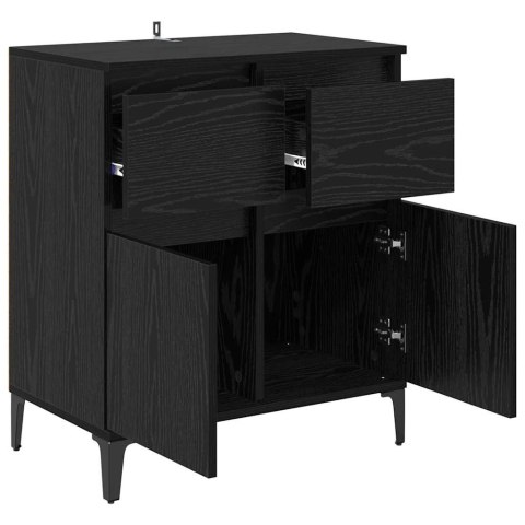 SZAFKA KOMODA CZARNY DĄB 60X35X70CM DREWNO INŻYNIERYJNE I ŻELAZO