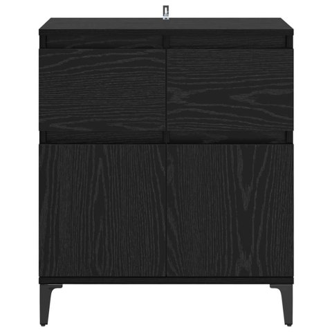 SZAFKA KOMODA CZARNY DĄB 60X35X70CM DREWNO INŻYNIERYJNE I ŻELAZO
