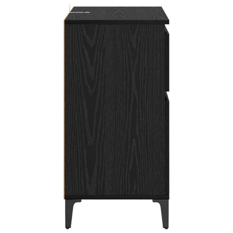 SZAFKA KOMODA CZARNY DĄB 60X35X70CM DREWNO INŻYNIERYJNE I ŻELAZO