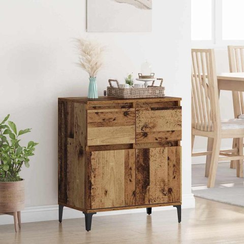 SZAFKA KOMODA STARE DREWNO 60X35X70CM DREWNO INŻYNIERYJNE I ŻELAZO
