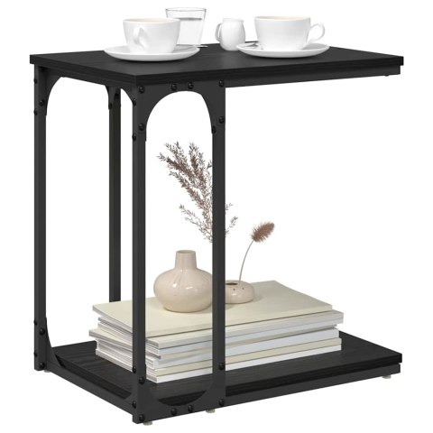 STOLIK BOCZNY Z PÓŁKĄ CZARNY DĄB 50X 35X 52CM