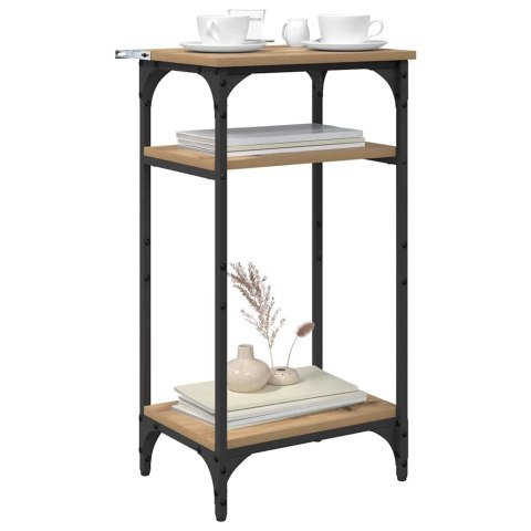 STOLIK BOCZNY Z PÓŁKĄ DĄB RZEMIEŚLNICZY 40X 30X 75CM