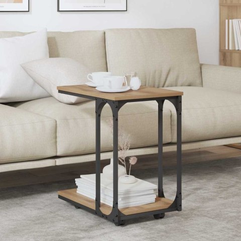 STOLIK BOCZNY Z PÓŁKĄ DĄB RZEMIEŚLNICZY 50X 35X 55.5CM