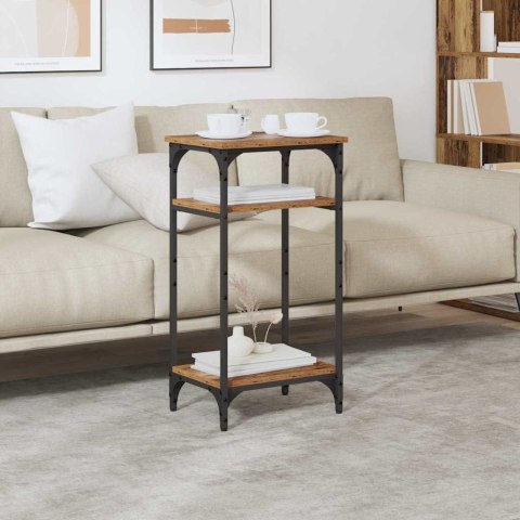 STOLIK BOCZNY Z PÓŁKĄ STARE DREWNO 40X 30X 75CM