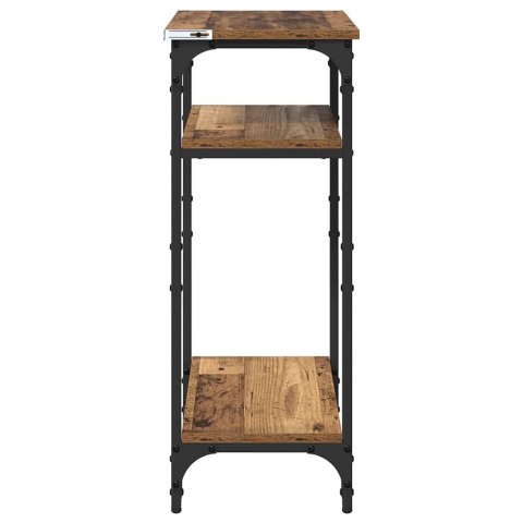 STOLIK BOCZNY Z PÓŁKĄ STARE DREWNO 40X 30X 75CM