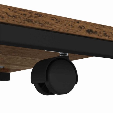 STOLIK BOCZNY Z PÓŁKĄ Z KOŁEM STARE DREWNO 50X 35X 55.5CM