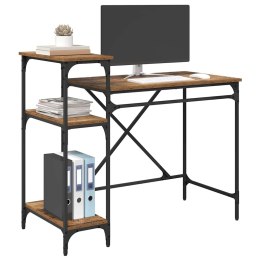 BIURKO Z PÓŁKAMI STARE DREWNO 105X50X90CM INDUSTRIALNE